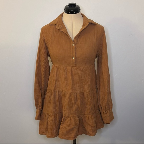 Pink Diamond Dresses & Skirts - Pink Diamond (Australia) Cotton Tiered Babydoll Tunic Dress, Balloon Sleeves, 4